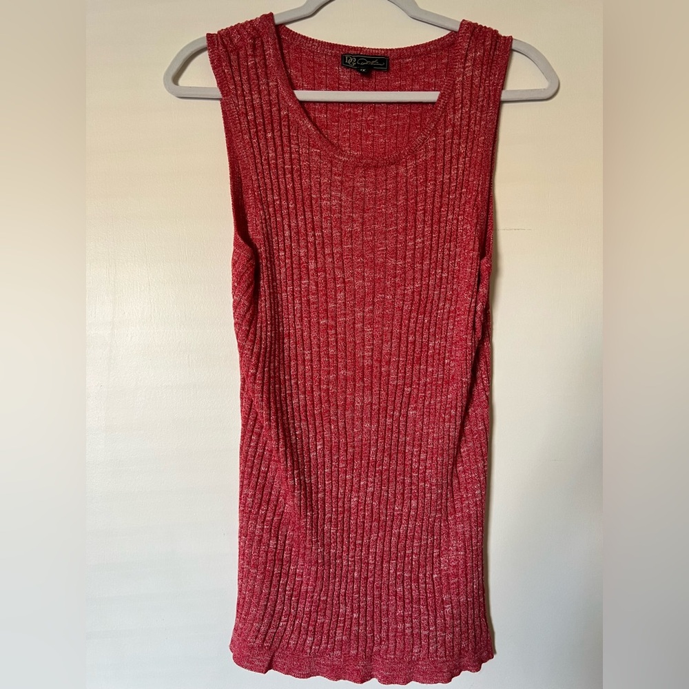 DG Diane Gilman Red Ribbed Tank Top Size 1X